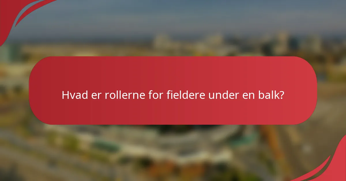 Hvad er rollerne for fieldere under en balk?